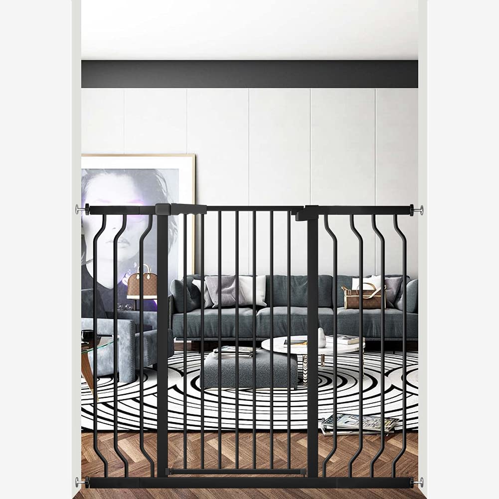 【送料無料】Seogva ベビーゲート ハイタイプ 高さ103cm 拡張フレーム付き 自動ロック 高さ100cm以上つっぱり式 穴開け不要 前後90度開閉 セーフティー安全ゲート 扉開閉式 二重ロック ブラック ホワイト 設置幅75cm-216cm