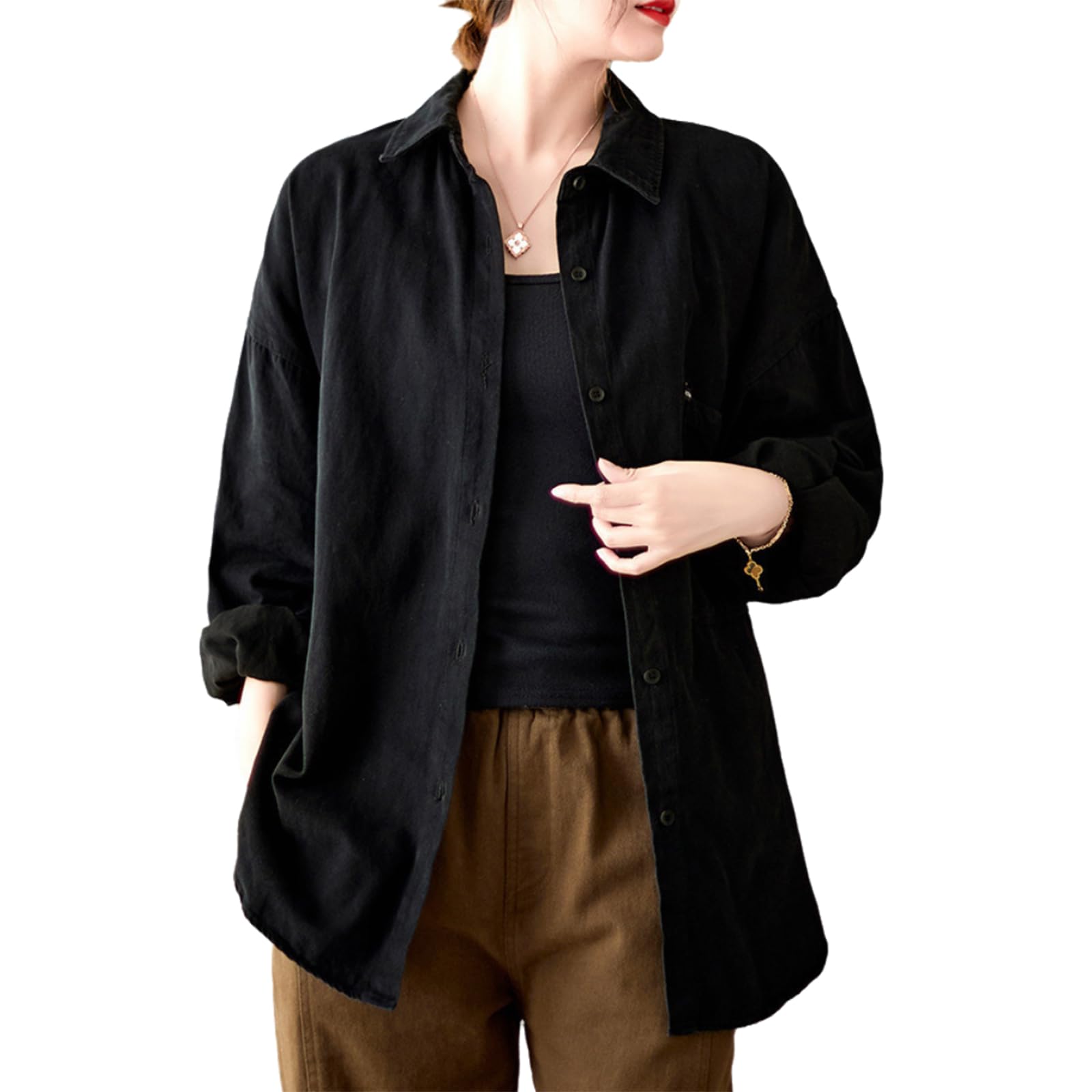 商品情報商品の説明説明 商品の情報： 商品の名称：長袖シャツ 素材：綿 サイズ：M/L/XL/XXL カラー：ブラック/カーキ/コーヒー/グリーン スタイル：カジュアル 適用対象：レディース 適用季節：春秋冬/トレーニング/旅行 ◆当店の：...