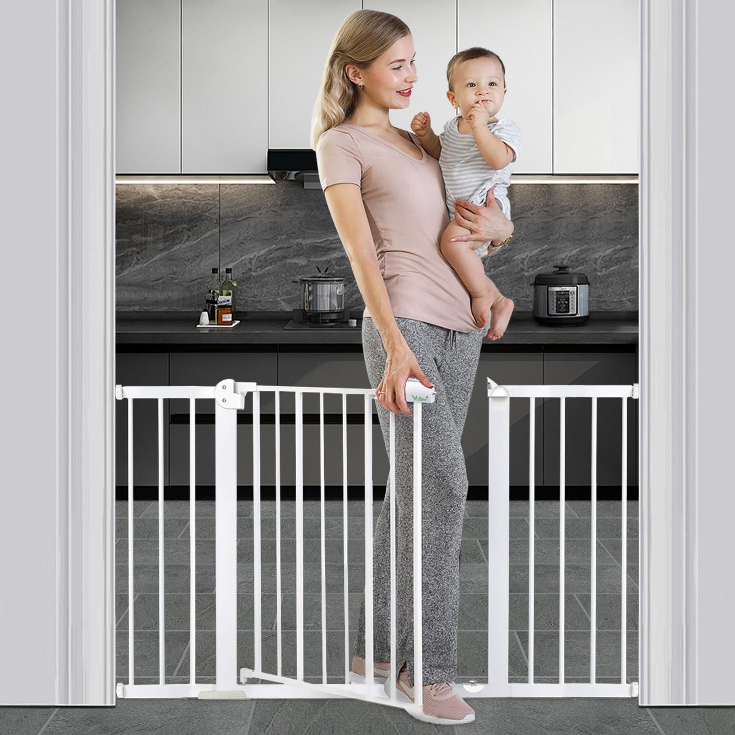 【送料無料】Ycozy BabySafe ベビーゲート 階段 安全ゲート 子供 ペットゲート 犬/猫 オートクローズ 赤ちゃんゲート ベビーフェンス 突っ張り式 ベビーガード 柵 拡張フレーム付き 高さ77cm 取付幅85-94cm