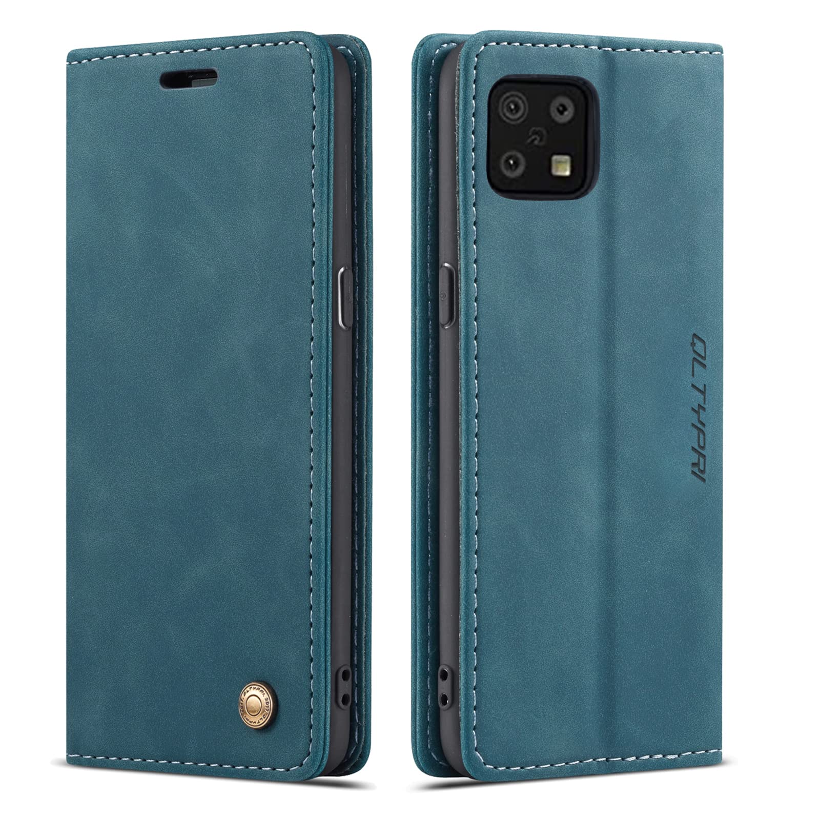 【送料無料】QLTYPRI AQUOS Sense 6 ケース 手帳型 AQUOS Sense 6s 手帳型ケースSH-54Bケース SHG05 ケース PU 高級レザー マグネット カード収納 全面保護 薄型 耐衝撃 スタンド機能付き トラップホール付き 財布型 カバーSHG07/SH-M19 6.1インチ対応- ブルー