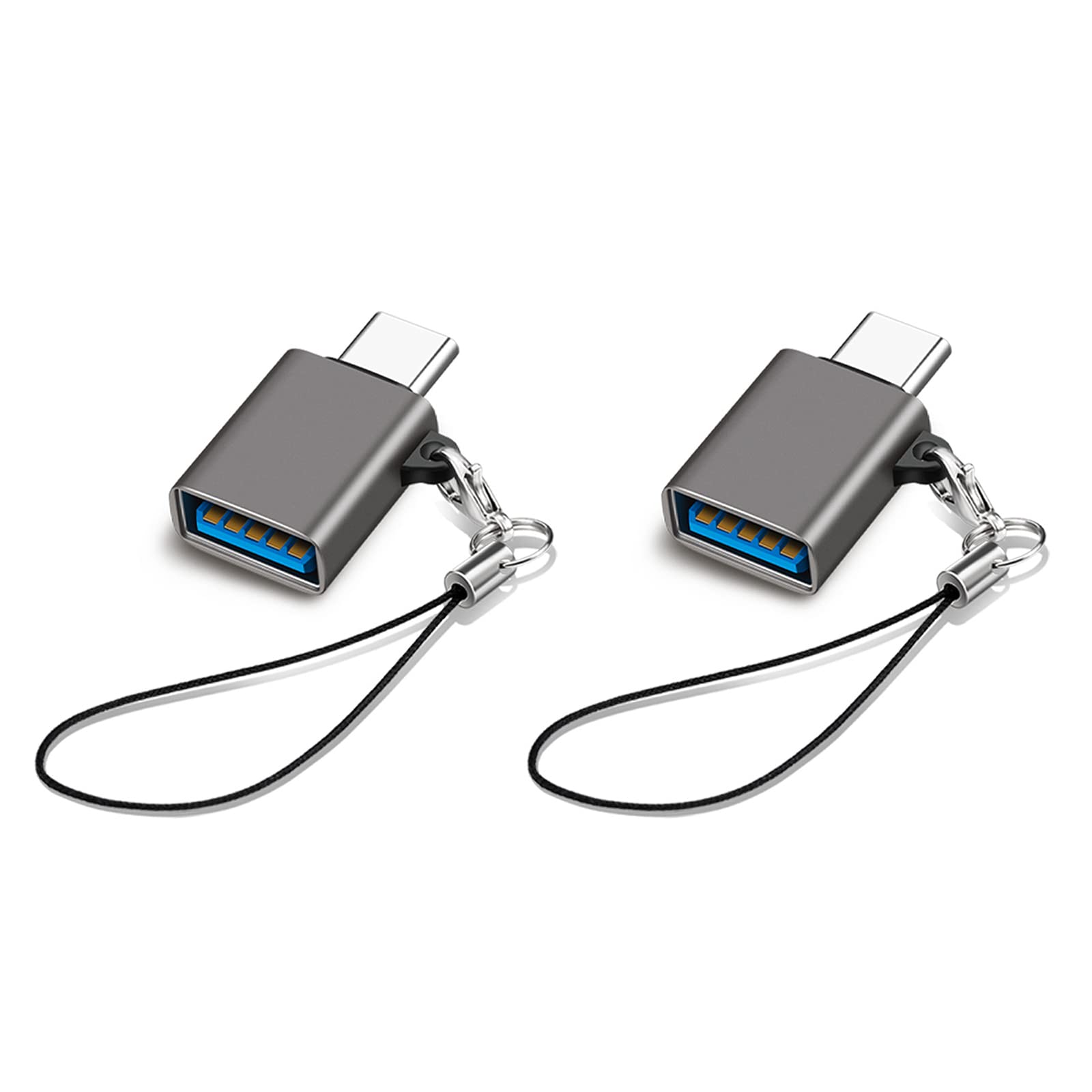 【送料無料】USB Type C & USB 変換アダプタ 2個セット Popolier USB3.2 Gen2 10Gbps高速転送 タイプC 変換 OTG対応 MacBook Pro 2021 MacBook Air 2022 iPad Pro 2021 及び ほかのUSB-C機器などに対応 USB-C変換コネクタ (2, ガン色)