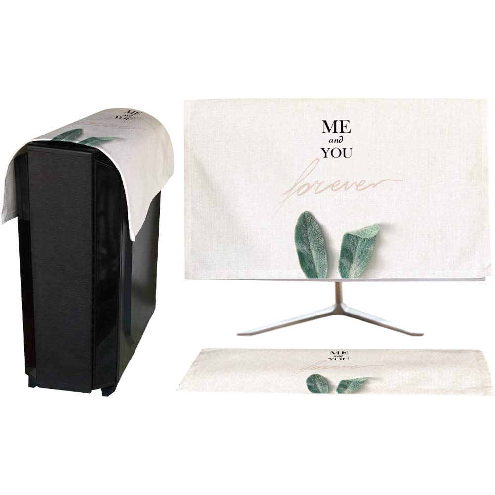 【送料無料】HIGHAWKモニターカバー セット PCカバー ディスプレイ キーボードカバー 防塵 保護 液晶 可愛い（葉A 24インチ）