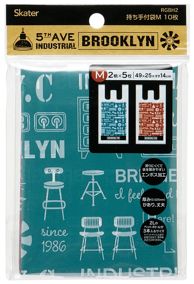 【送料無料】スケーター (skater) レジ袋 持ち手付 ポリ袋 M 10枚 49×25×マチ14cm ブルックリン RGBH2