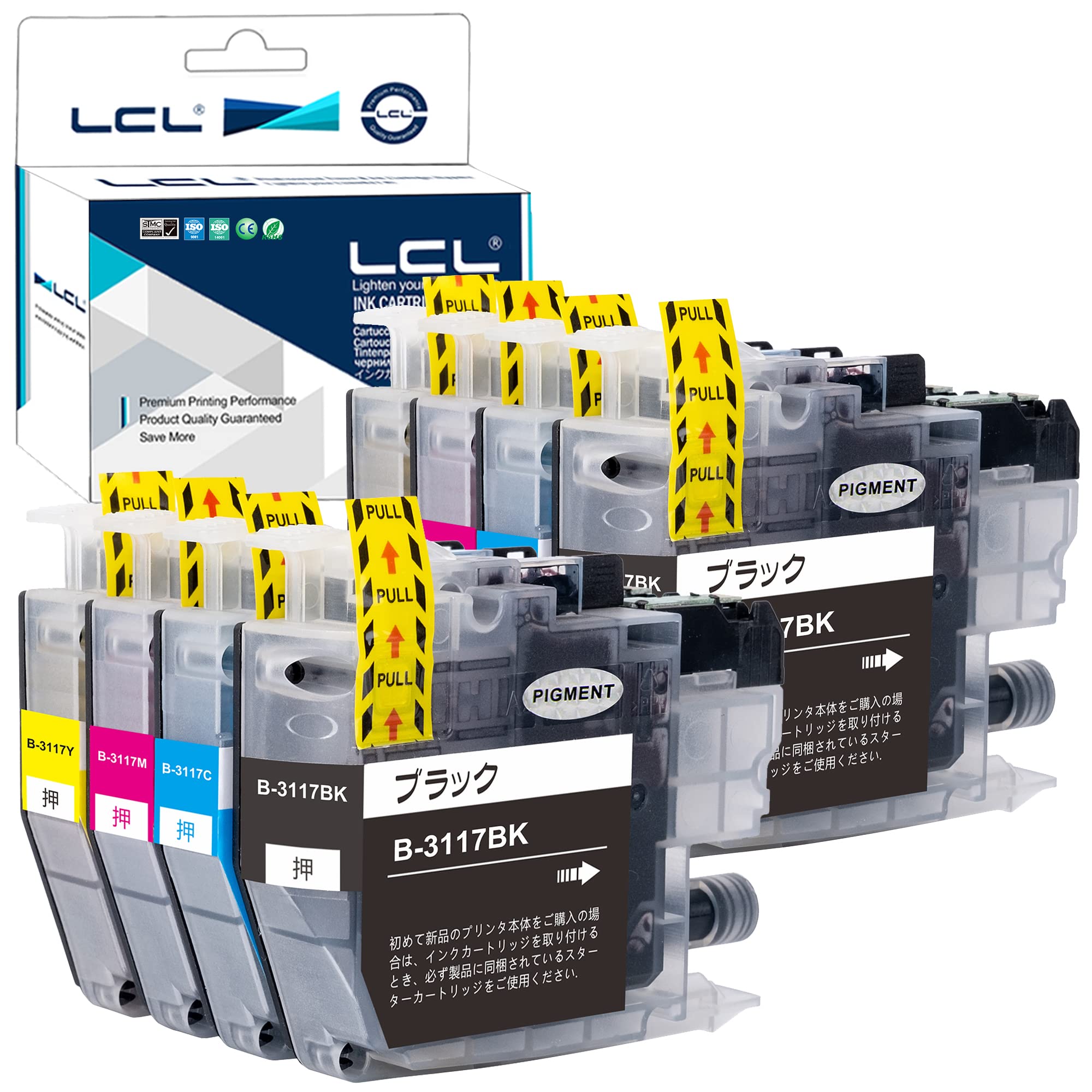 【送料無料】LCL Brother用 ブラザー用 LC3117-4PK LC3117 LC3117BK LC3117C LC3117M LC3117Y 増量 （2*4色セット 2ブラック 2シアン 2マゼンタ 2イエロー） 互換インクカートリッジ 対応機種：Brother MFC-J6580CDW/MFC-J6980CDW/MFC-J6583CDW/MFC-J6983CDW/MFC-J5630C