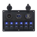 【送料無料】zmayastar 6連防水ボートスイッチ スイッチパネル USBチャージャー LED電圧計付き DC12-24V 船舶用品 SP-CYKG-023