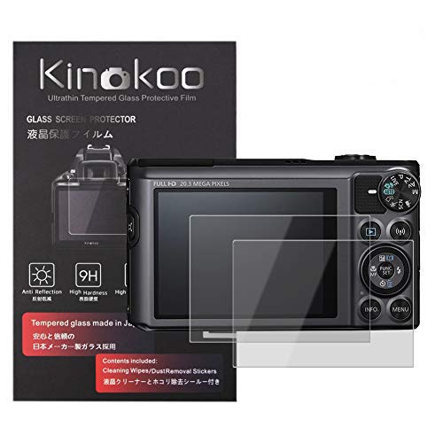 【送料無料】kinokoo 液晶保護フィルム CANON PowerShot SX720/SX710/SX620/SX610 HS専用 硬度9H 高透過率 耐指紋 気泡無し 強化ガラス 厚さ0.25mm 2枚セット クロス付き(SX720/SX710/SX620/SX610専用)