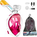 【送料無料】HEARTST シュノーケルマスク 浸水防止 ダイビングマスク 180°パノラマシービュー フルフェイス型 防曇設計 自由にブレス可能 ダイビングマスク シュノーケリング用具 スポーツカメラ取付可能 男女兼用 子供用 (ピンク, S/M)