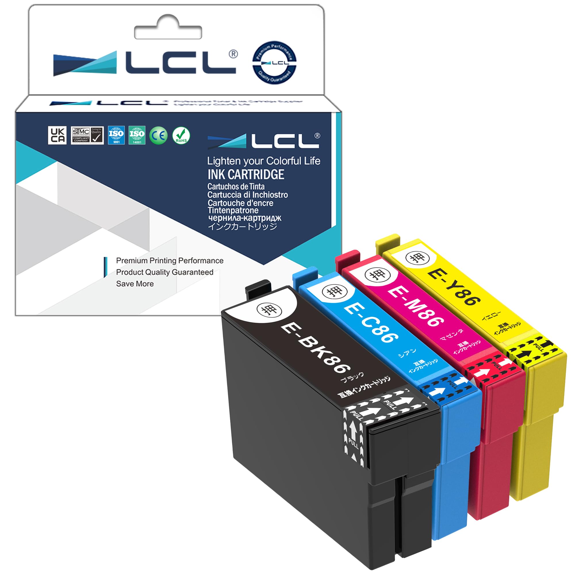【送料無料】LCL エプソン用 IC4CL86 ICBK86 ICC86 ICM86 ICY86 (4色セット ブラック シアン マゼンタ イエロー) 互換インクカートリッジ 対応機種: PX-M680F