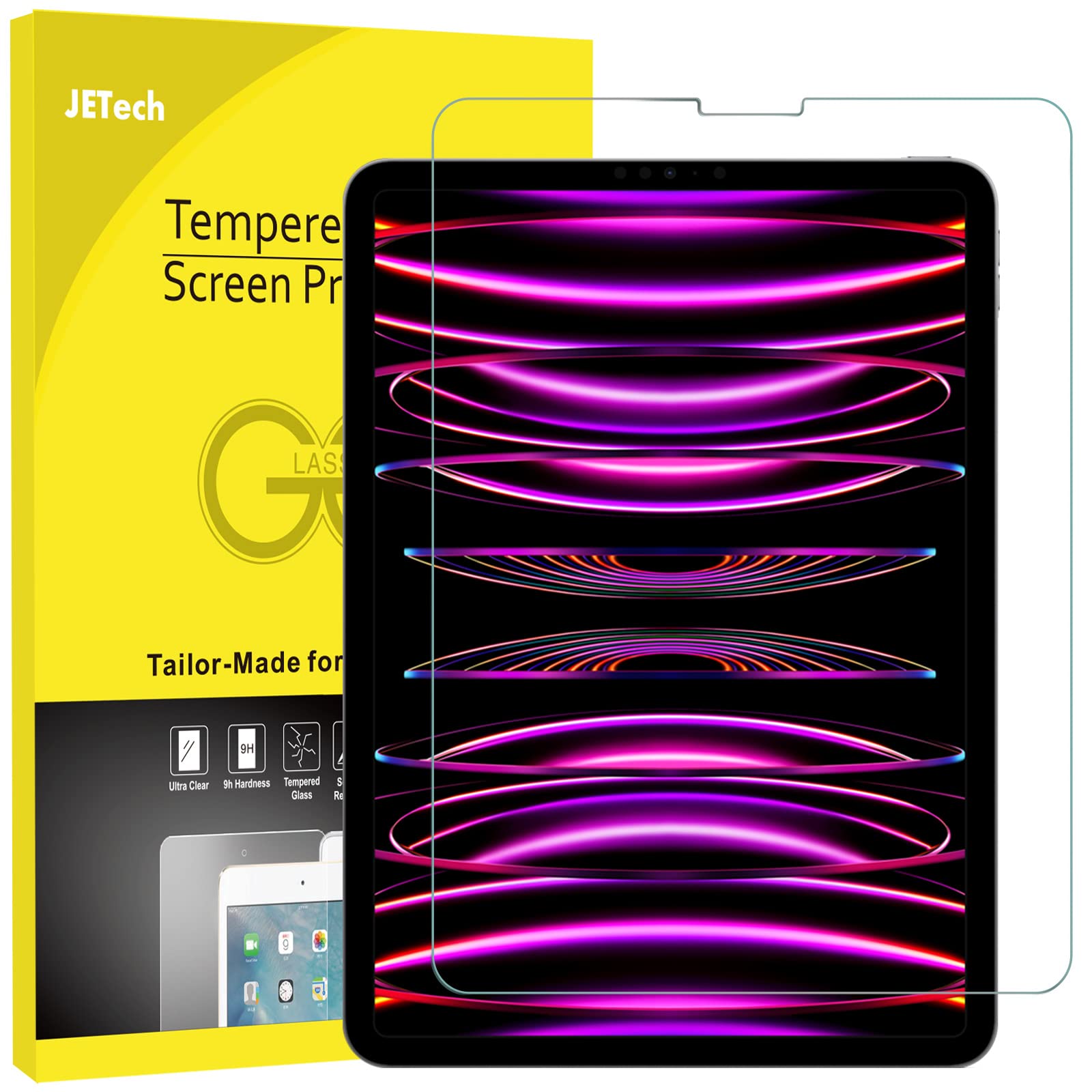 【送料無料】JETech iPad Pro11インチ (2022/2021/2020/2018モデル)、iPad Air5/4 (2022/2020 10.9インチ)用強化ガラス 液晶保護フィルム 1枚セット
