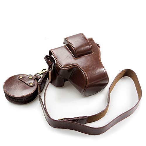 【送料無料】kinokoo Canon EOS Kiss M/EOS Kiss M2/EOS M50/EOS M50 Mark 2 専用カメラケース カメラバッグ 15-45 mm レンズ 対応 バッテリーの交換でき 三脚ネジ穴付き PUレザー 全面保護型 ショルダーストラップ付き (コーヒー)