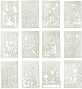 【送料無料】Mollytek 12枚セット 描画テンプレート ステンシルシート 子供 製図用テンプレート 手帳用 テンプレート 描画ツール 絵描き道具 塗り絵 ...