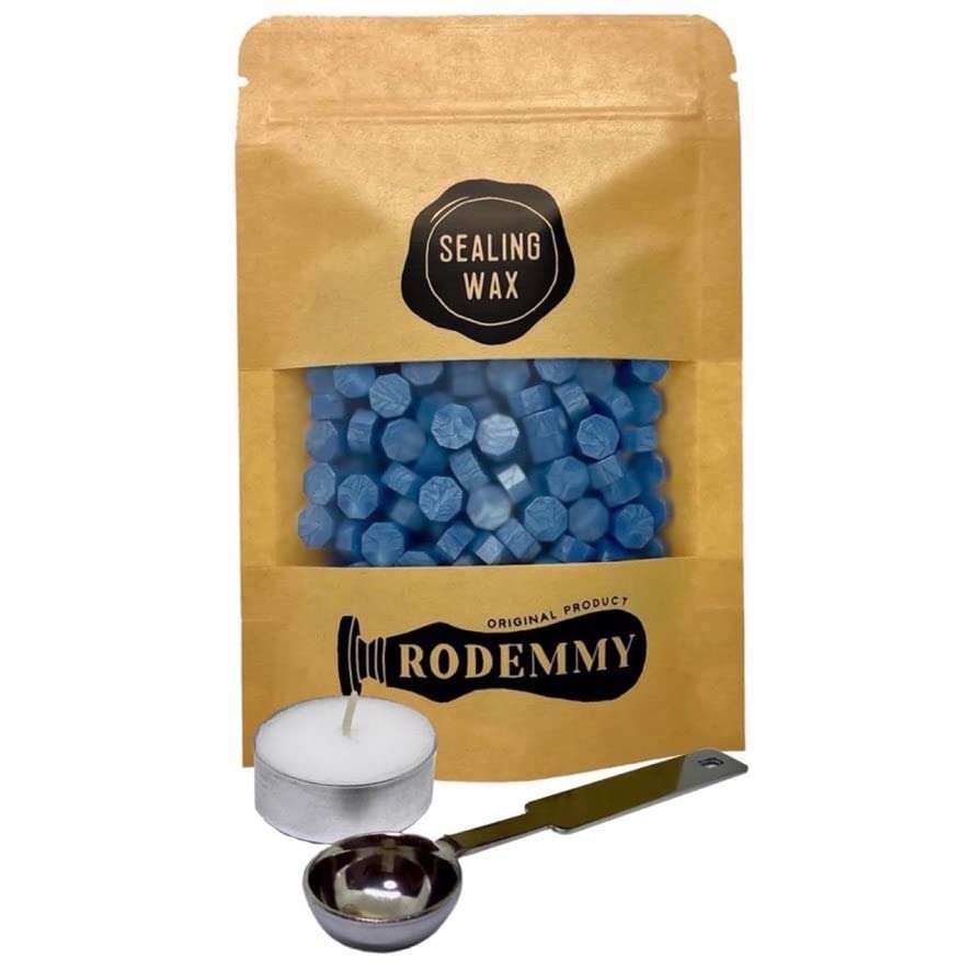 【送料無料】（RODEMMY） シーリングワックス 小粒タイプ 200粒入り スプーン ＆ ロウソク セット (メ..
