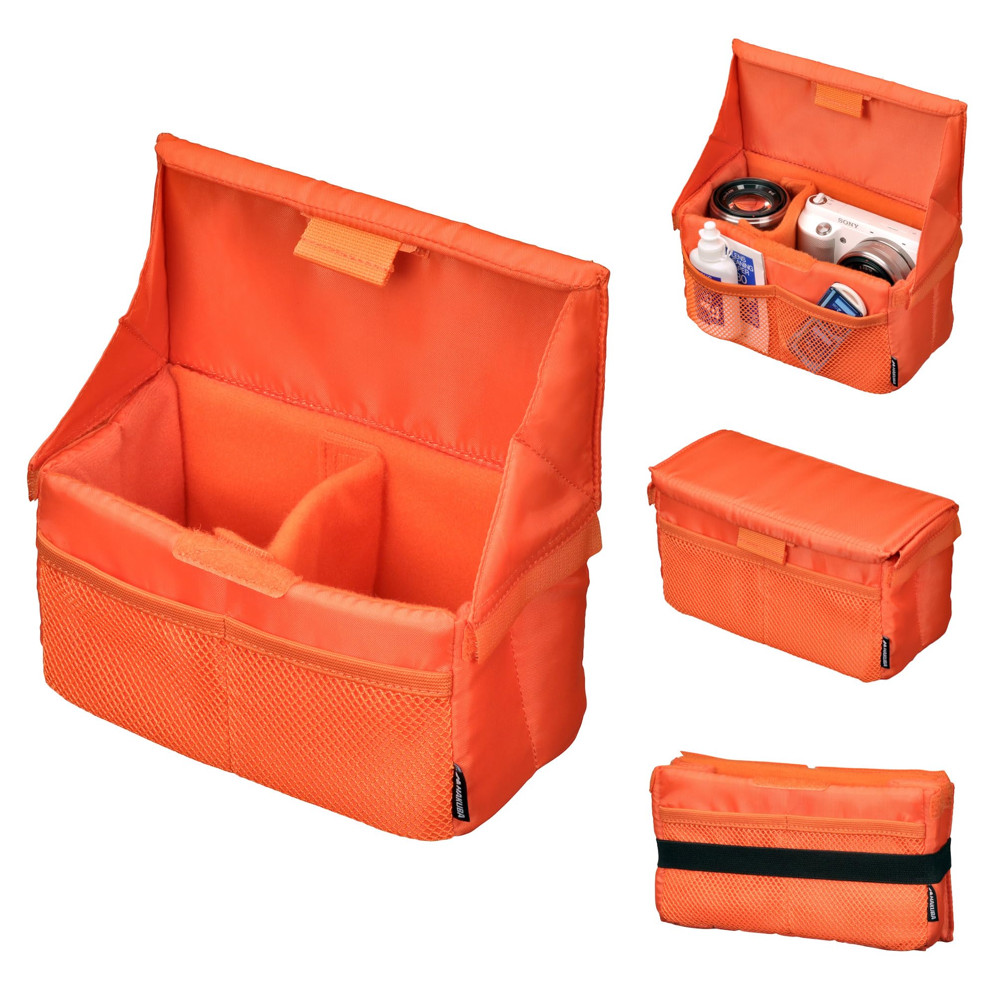 【送料無料】ハクバ HAKUBA フォールディングインナーソフトボックス B オレンジ インナーバッグ ソフトバッグ カメラバッグ ガジェットケース 中仕切り付 取り外し可能なふた付き 未使用時は折り畳み可能 KCS-38BOR 4977187336566
