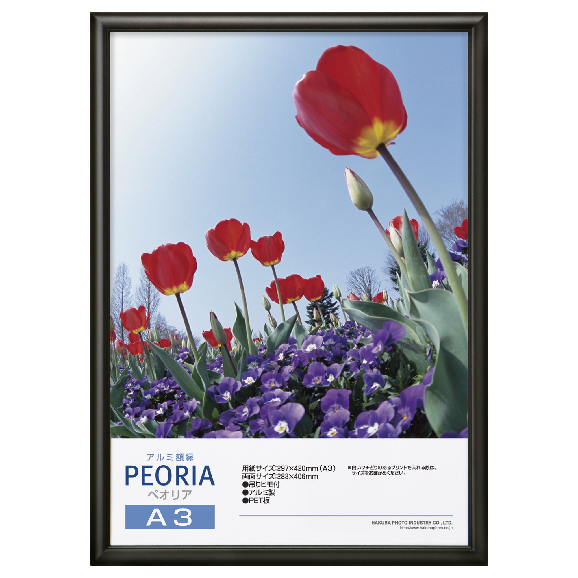 【送料無料】ハクバ 【.co.jp限定】HAKUBA アルミ額縁 ペオリア A3サイズ ブラック ポスターフレーム フォトフレーム 前面PET板 吊り紐付きFAPE-BKA3