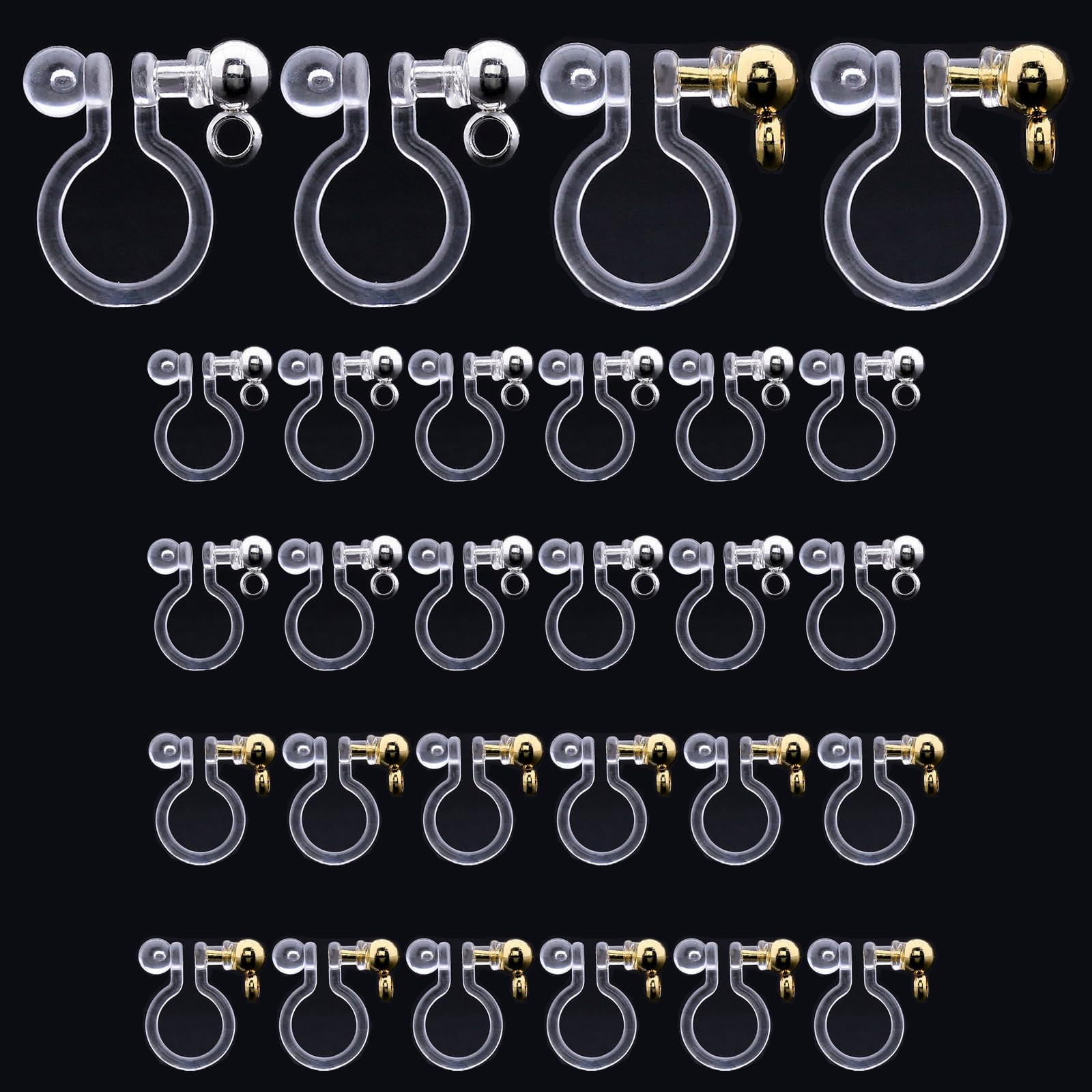 【送料無料】【BEAUTY PLAYER】ノンホールピアス 樹脂 20ペア40個 イヤリングコンバーター パーツ カン..