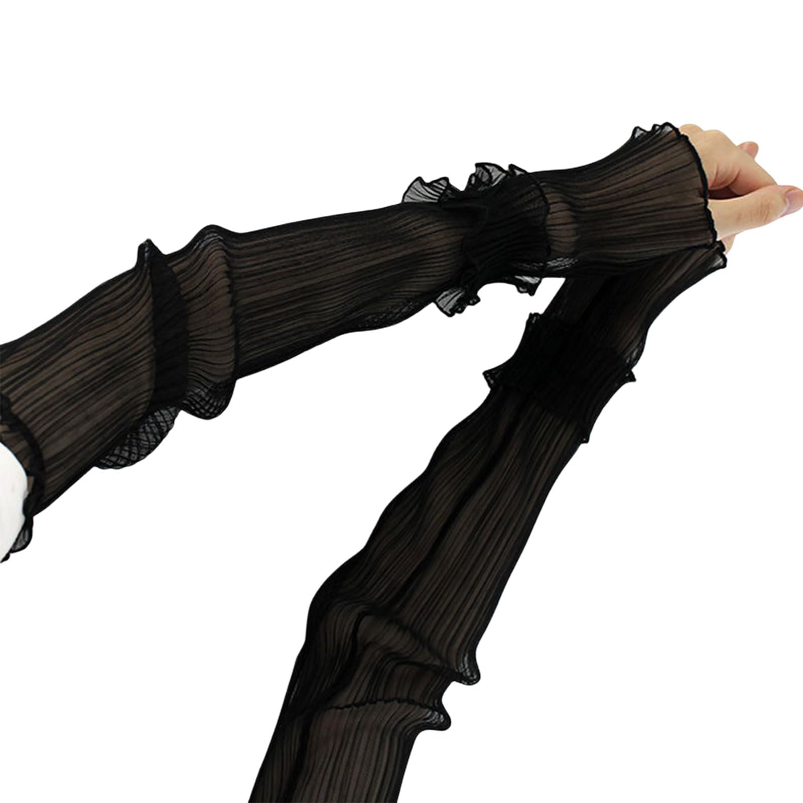 【送料無料】[Kingsie] アームカバー 腕カバー UVカット 日よけ手袋 日焼け止めアームカバー 紫外線防止 薄手 指なし 夏 UV対策 通気性 レディース ロング アイスシルクアームスリーブ 紫外線対策 (黒)