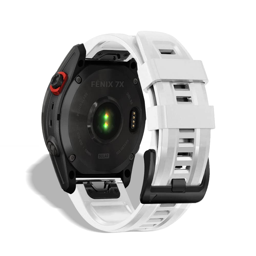 【送料無料】[HeeNia] QuickFit 26mm バンド Garmin Fenix 8 51mm/Fenix 7X Pro Solar/Garmin Instinct 2X/Fenix 7X/Fenix 6X GPS/6X Pro/6X Sapphire GPS/5X GPS/5X Plus 対応 シリコン ストラップ ループ スポーツバンド 時計ベルト 防水性 ガーミン 用 交換バンド (白