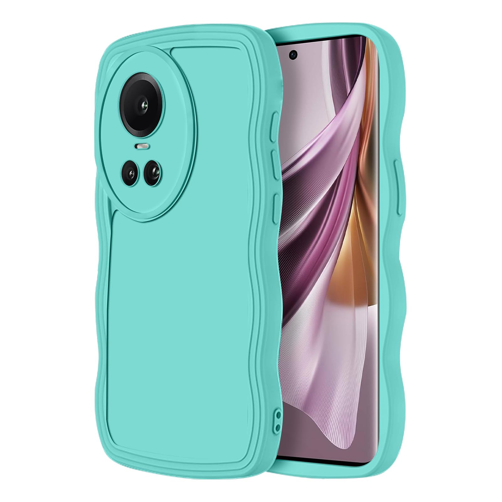 【送料無料】HeeNia OPPO Reno10 Pro 5G 対応 ケース カバー シリコン質感 耐衝撃 落下防止 カメラ保護 レンズ保護 取付簡単 高級携帯電話ケース OPPO Reno10 Pro 5G 用 (ブルー)