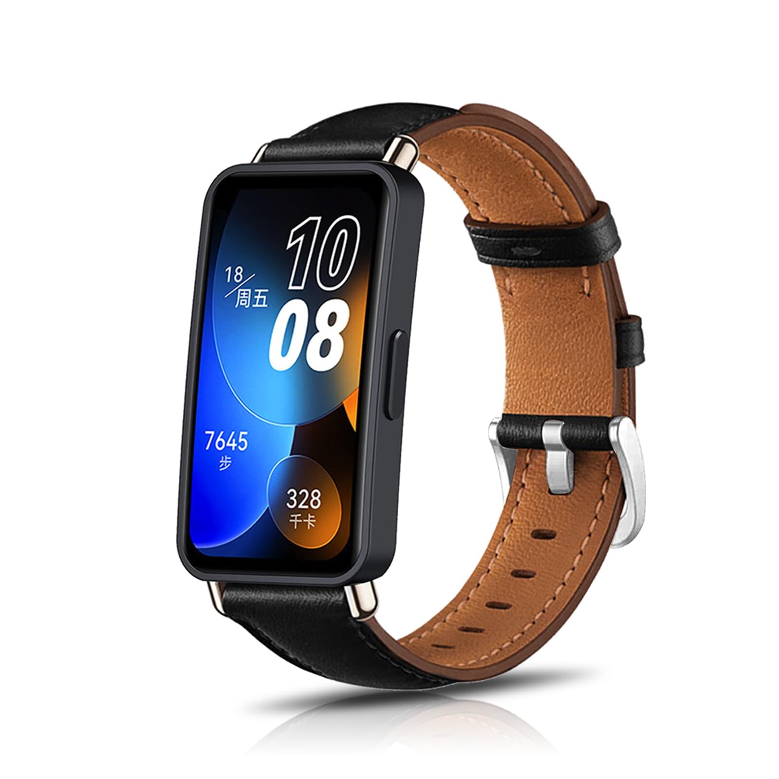 【送料無料】[HeeNia] レザーバンド Huawei Band 10 / 9 / 8 対応 替えベルト 革 ストラップ スポーツバンド Huawei Band 10 / 9 / 8 用 時計ベルト (ブラック)