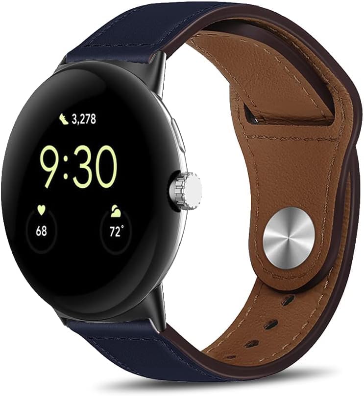 【送料無料】[HeeNia] レザーバンド Google Pixel Watch 3 41mm/Google Pixel Watch 2/Google Pixel Watch 対応 バンド 革 ストラップ スポーツバンド Google Pixel Watch 3 41mm/Pixel Watch 2/Pixel Watch 用 時計ベルト (ブルー)