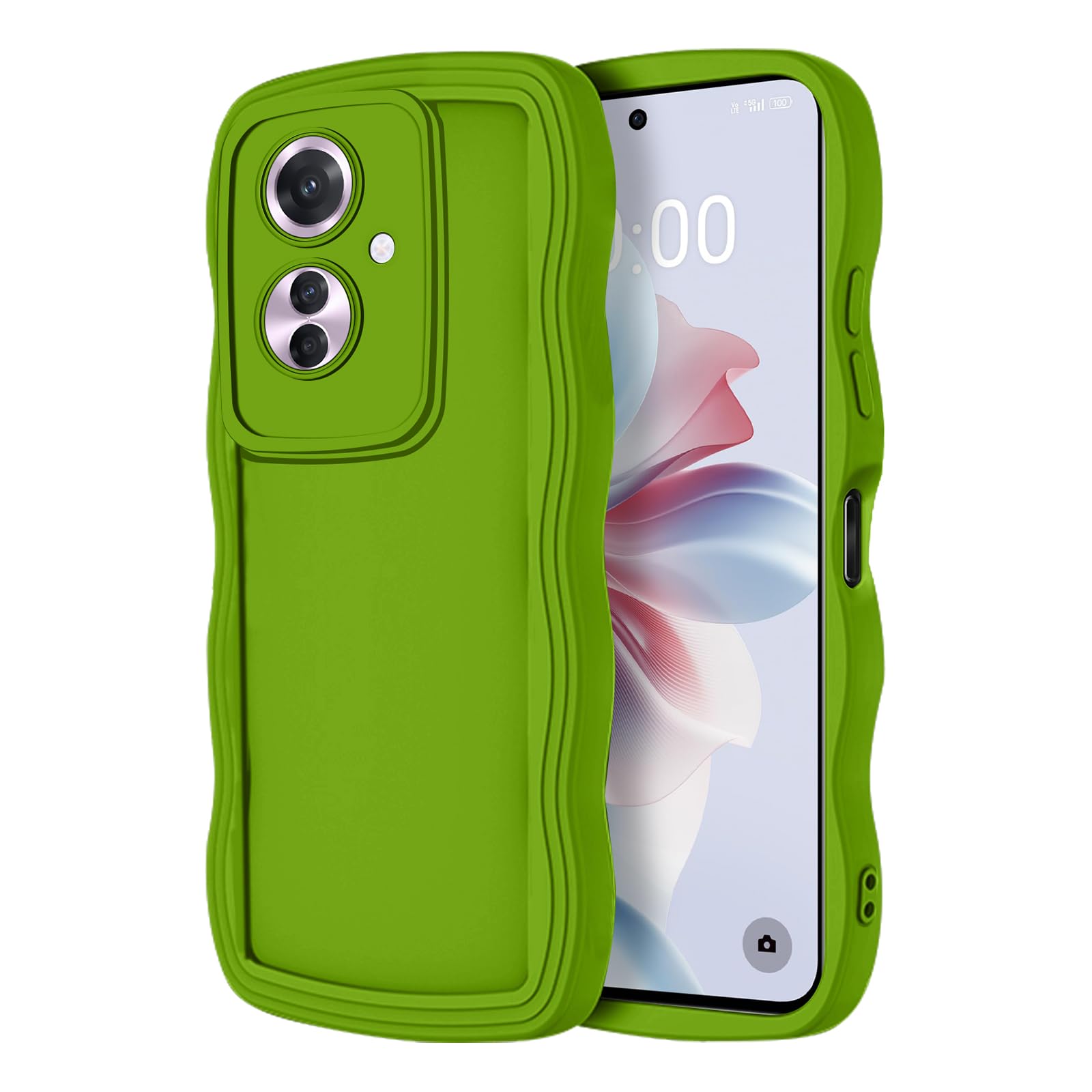 【送料無料】HeeNia OPPO Reno 11A 対応 ケース カバー TPU シリコン質感 耐衝撃 落下防止 取付簡単 カメラ保護 レンズ保護 高級携帯電話ケース OPPO Reno 11A 用 (グリーン)