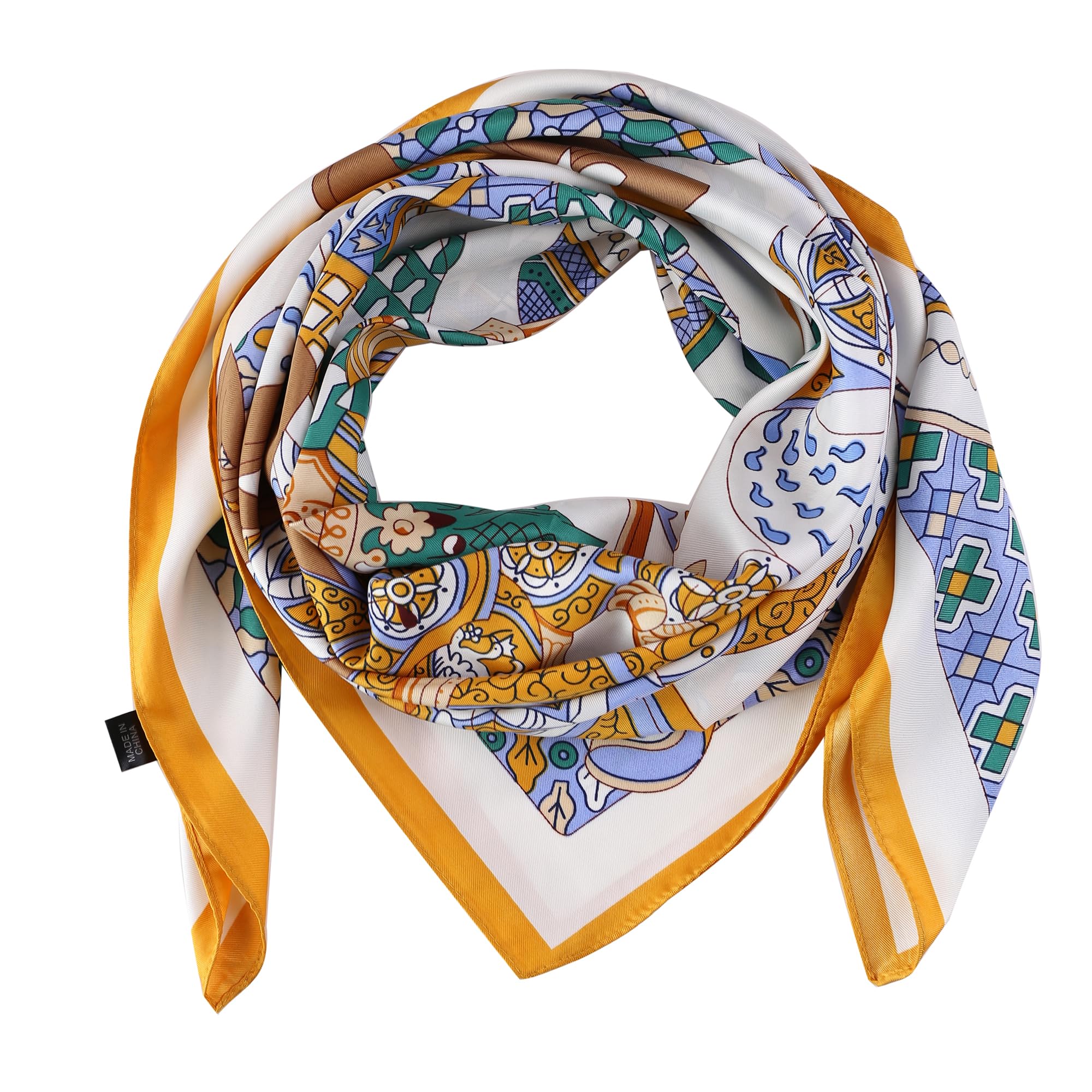 【送料無料】[BRMM MIA] 90cm スカーフ レディース 正方形 シルク風 スカーフ 大判 通勤 旅行 バッグ ..