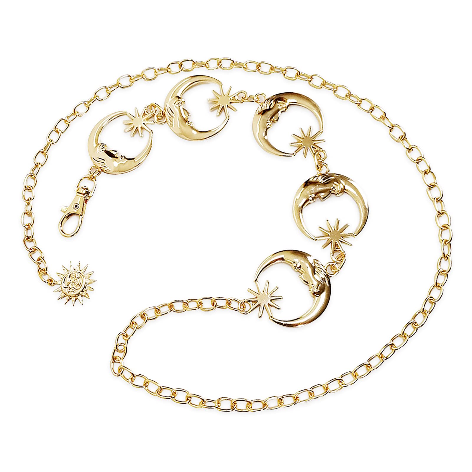 【送料無料】[LumiSyne] ファッション チェーンベルト レディース レトロ星月中空ベルト 太陽ペンダン..