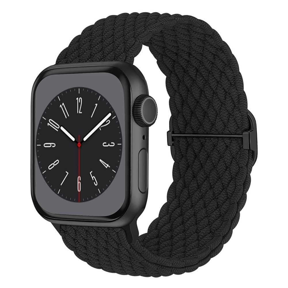 【送料無料】JIANDO アップルウォッチ バンド ナイロン ソロループ Apple Watch用 伸縮調整可能 快適 通気性 軽量 スポーツバンド 男女兼用 全機種対応 Ultra2/Ultra/10/9/8/7/6/5/4/SE/SE2 49mm 45mm 44mm 42mm 41mm 40mm 38mm ブラック NLB38-41