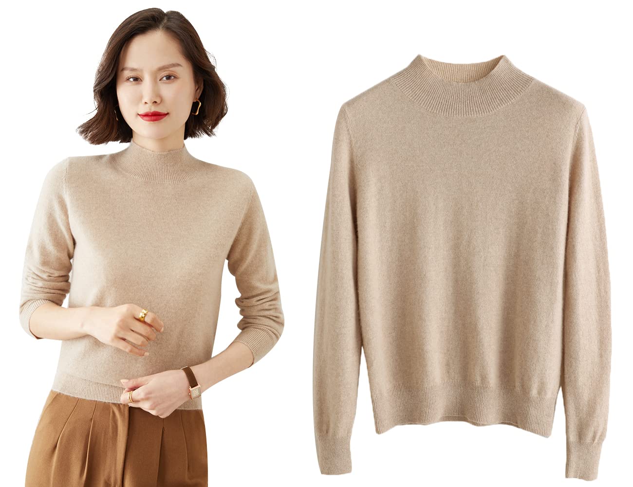 【送料無料】[Otosuzu] カットソー レディース トップス ニット 長袖 ハイネック ニットソー カジュア..