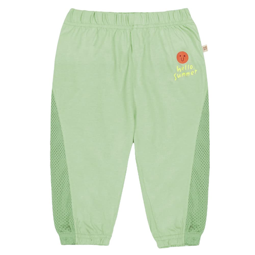 【送料無料】[OTAKUMARKET] キッズ ズボン 子供 パンツ 男の子 女の子 薄手 長ズボン 夏 ロングパンツ ボトムス 通気 涼感 涼しい ベビー 冷感生地 滑らかな質感 ゆったり 股上深め 子供服 140 130 120 110 100 90（グリーン 90）