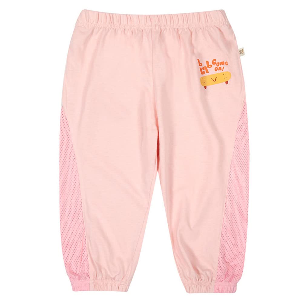 【送料無料】[OTAKUMARKET] キッズ ズボン 子供 パンツ 男の子 女の子 薄手 長ズボン 夏 ロングパンツ ボトムス 通気 涼感 涼しい ベビー 冷感生地 滑らかな質感 ゆったり 股上深め 子供服 全6色 140 130 120 110 100 90（ピンク 90）