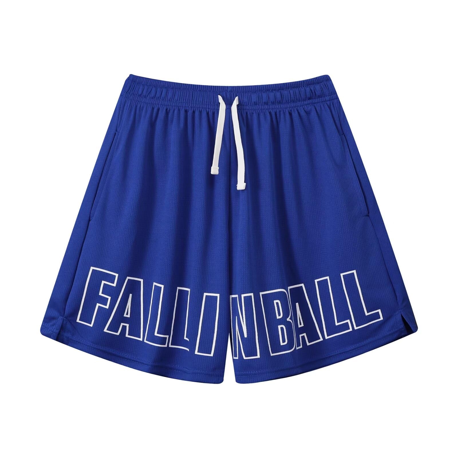 【送料無料】[ORBU] バスケットパンツ メンズ スポーツ アメリカン メッシュ 短パン 無地 ウェア ランニング トレーニング ショートパンツ ポケット付き ウエスト 調整可能 速乾 通気（ブルー-2XL）