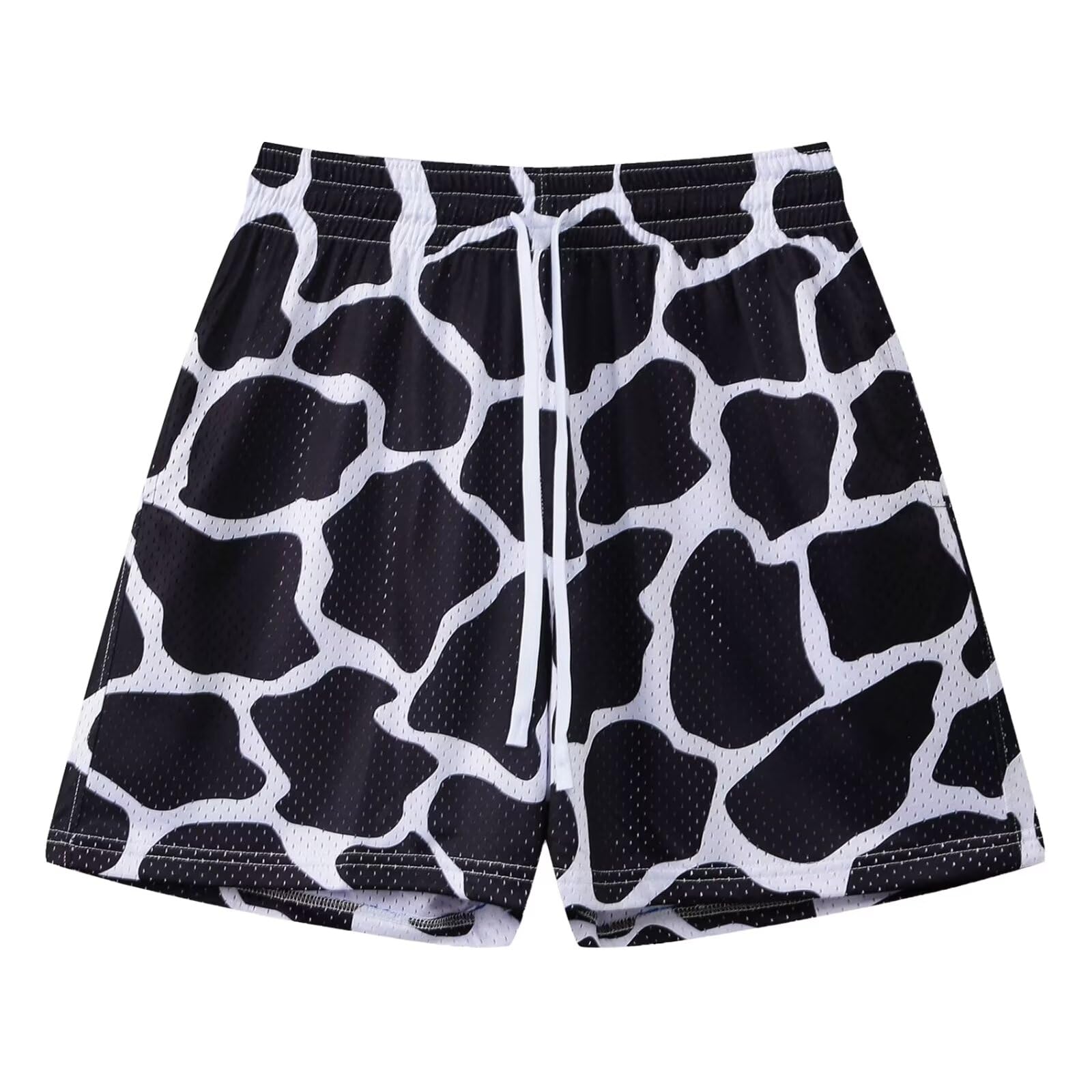 【送料無料】[ORBU] バスケットパンツ メンズ スポーツ ヒョウ柄模様 短パン ウェア ランニング トレーニング ショートパンツ ポケット付き ウエスト 調整可能 速乾 通気 夏（ブラック（ヒョウ柄）-M）