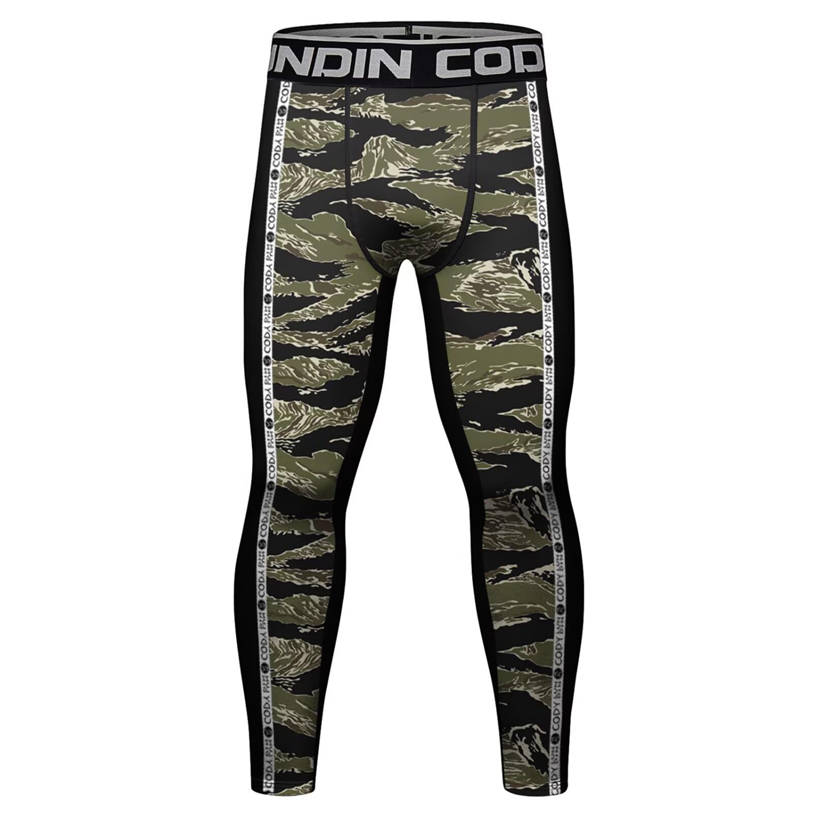 【送料無料】[ORBU] コンプレッションパンツ メンズ トレーニング 筋トレ プリント柄 スポーツタイツ 通気 吸汗 速乾 パワーストレッチ スポーツ ランニング スパッツ（ミリタリーグリーン2-M）