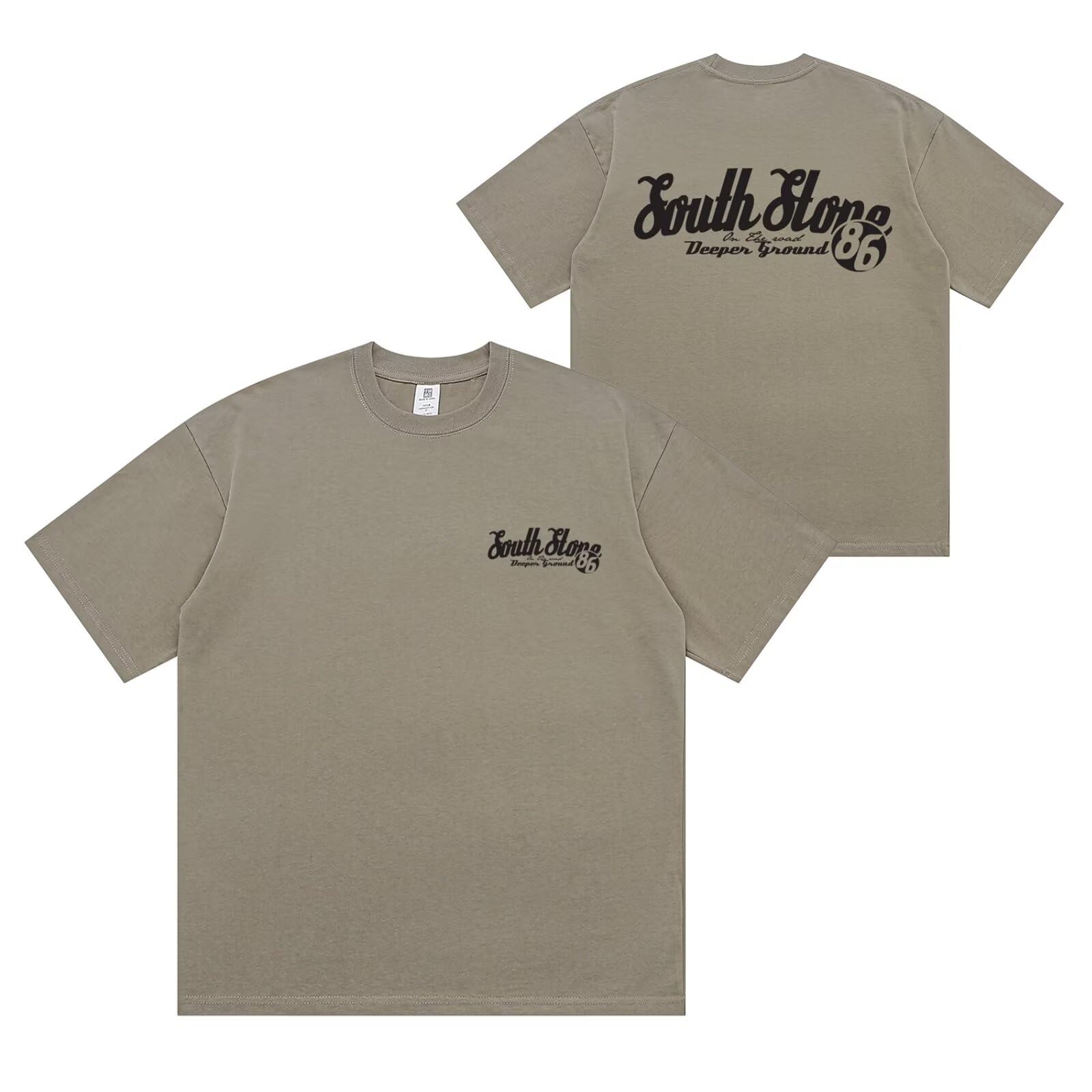 【送料無料】[ORBU] オリジナル tシャツ 半袖 メンズ おもしろTシャツ バックプリント柄 スポーツ カットソー 半袖 ゆったり おしゃれ カジュアルウェア 100%綿 吸汗 伸縮 通気性 シンプル 部屋着 男女兼用 春夏服（アーミーグリーン-2XL）