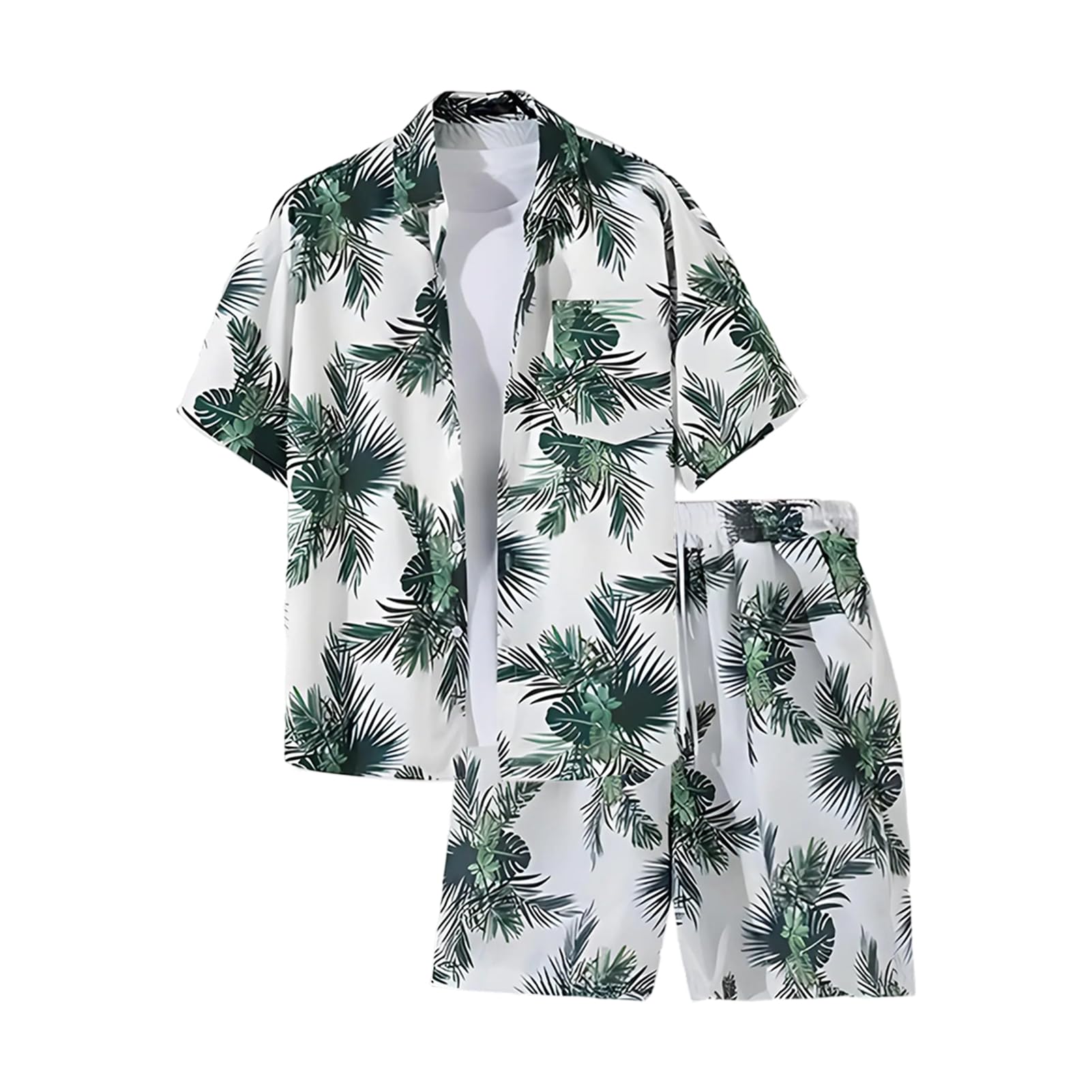 【送料無料】[Formemory] 夏 アロハシャツ セットアップ メンズ メンズ カジュアル セット半袖シャツ ..