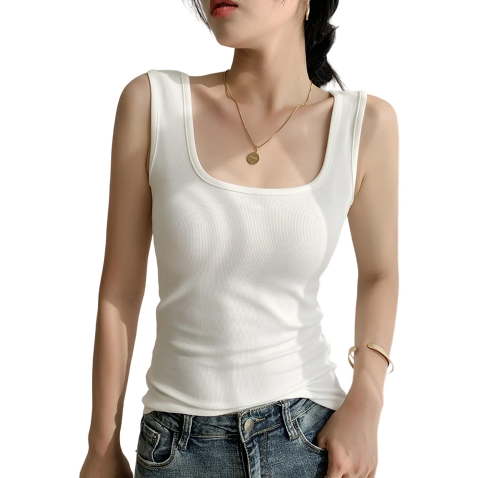 【送料無料】[Formemory] キャミソール レディース トップス タンクトップ Uネック ノースリーブ 無地 ..