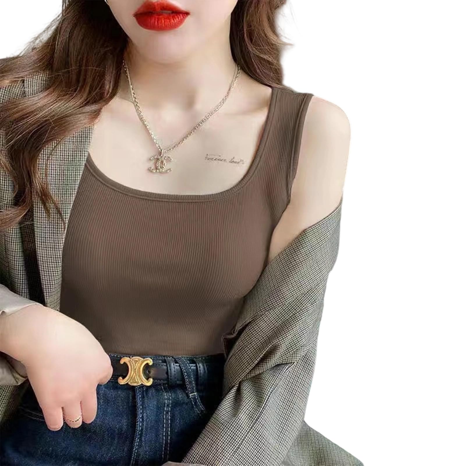 【送料無料】[Formemory] キャミソール レディース トップス タンクトップ Uネック ノースリーブ 無地 ..