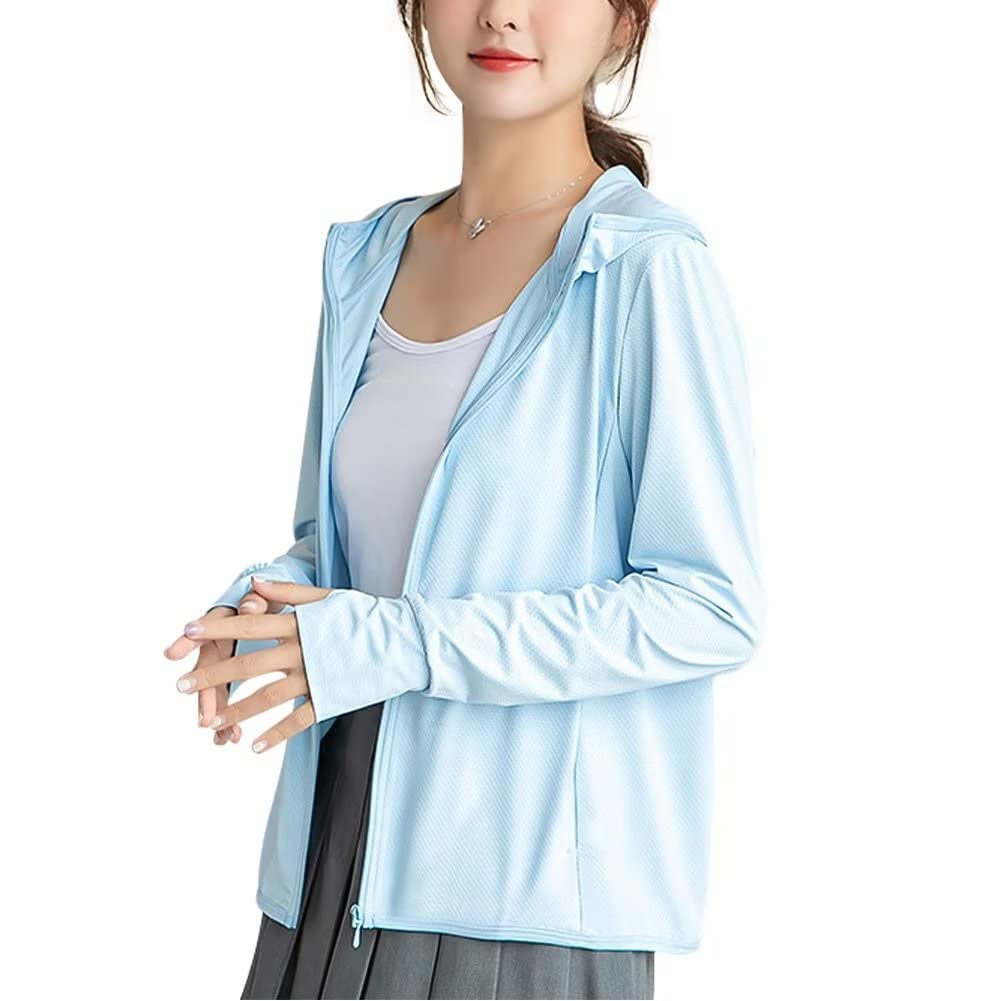 【送料無料】[Nesseo] ラッシュガード レディース 長袖 パーカー 水着 ラッシュパーカー オーバーウェア 大きいサイズ 冷感 フード付き 日焼け対策 UPF50+ UVカット 夏服 海 アウター シンプル 2088W-lbl-4XL