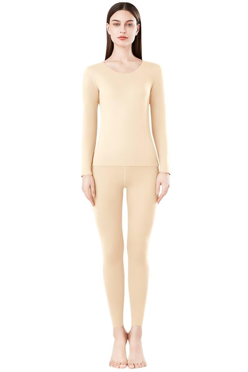 【送料無料】[Nesseo] 防寒肌着 レディース あったかインナー 上下セット 保温インナー 両面起毛 インナーウェア 長袖シャツ ズボン下 薄手 冬用 1137W-set-bb-bg-S