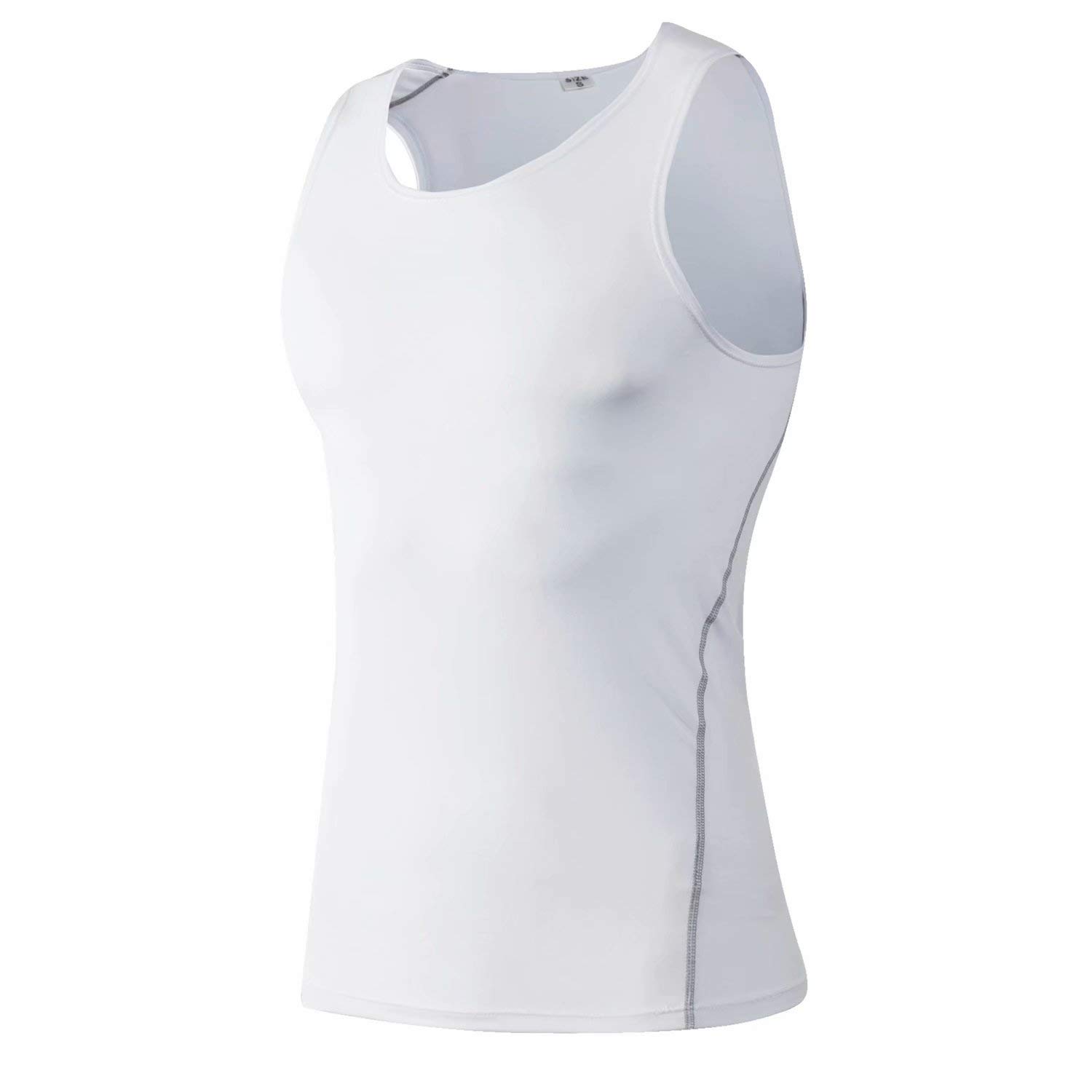 【送料無料】[Nesseo] タンクトップ スリーブレスシャツ メンズ スポーツインナー コンプレッションウェア トレーニング 加圧シャツ アンダーシャツ ホワイト L 1001