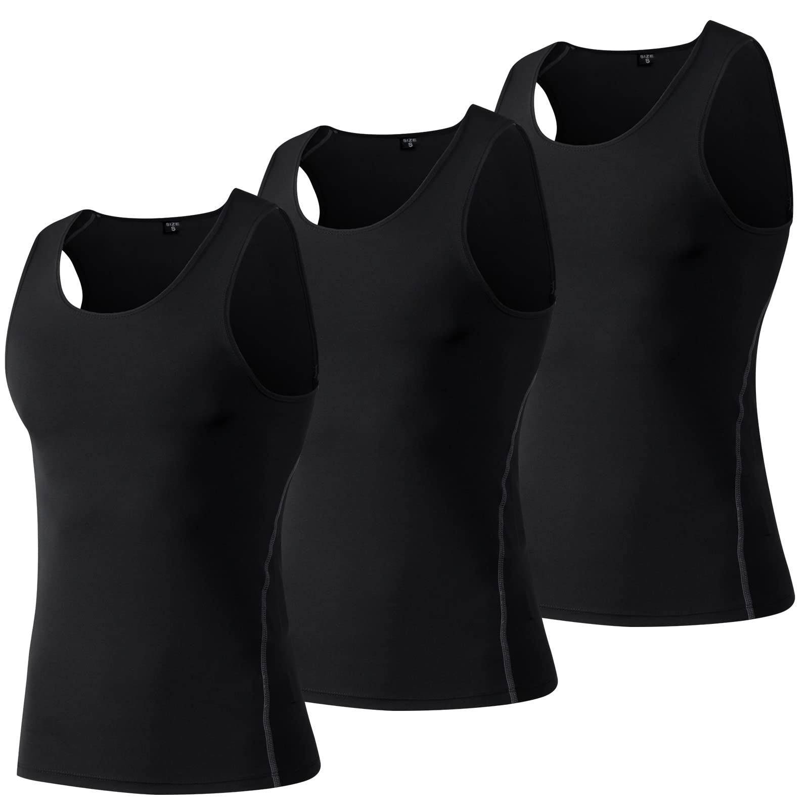 【送料無料】[Nesseo] タンクトップ スリーブレスシャツ メンズ スポーツインナー コンプレッションウェア トレーニング 加圧シャツ アンダーシャツ 1001*3-blk-L