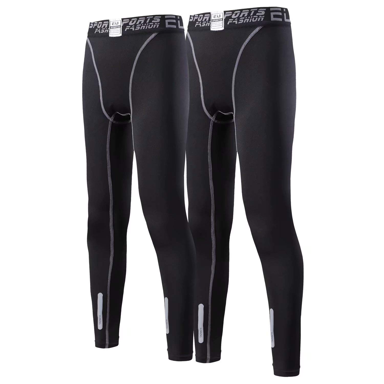 【送料無料】[Nesseo] スポーツタイツ インナー スパッツ キッズ タイツ コンプレッション レギンス ジュニア ストレッチ [UVカット 吸汗速乾] 3339*2blk-gr-120