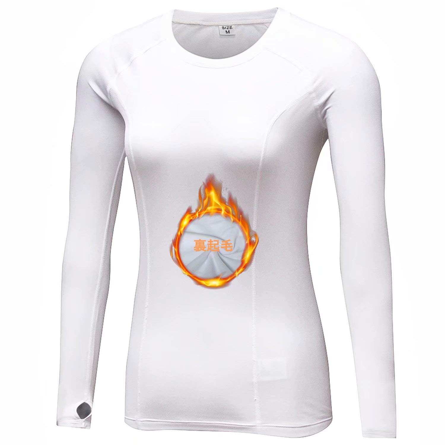 【送料無料】[Nesseo] スポーツインナー レディース コンプレッションウェア アンダーウェア 長袖 裏起毛 スポーツ シャツ トップス 【吸汗速乾・保温防寒】 5021wh-XL