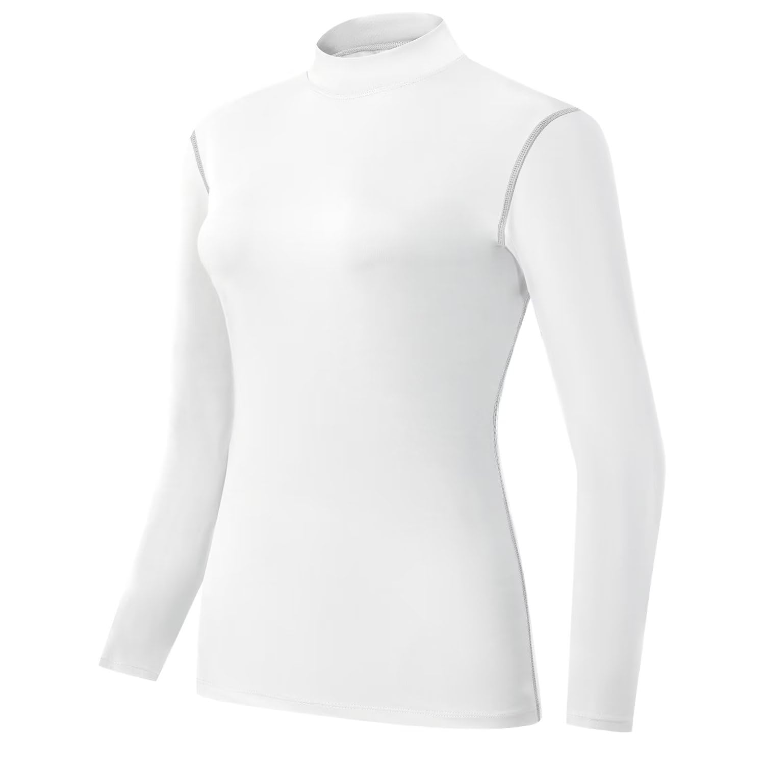 【送料無料】[Nesseo] スポーツインナー レディース 長袖 コンプレッションウェア アンダーウェア 冷感インナー ハイネック 加圧シャツ UVカット 日焼け対策 ストレッチ スポーツシャツ トレーニング ランニング 2119-wh-M