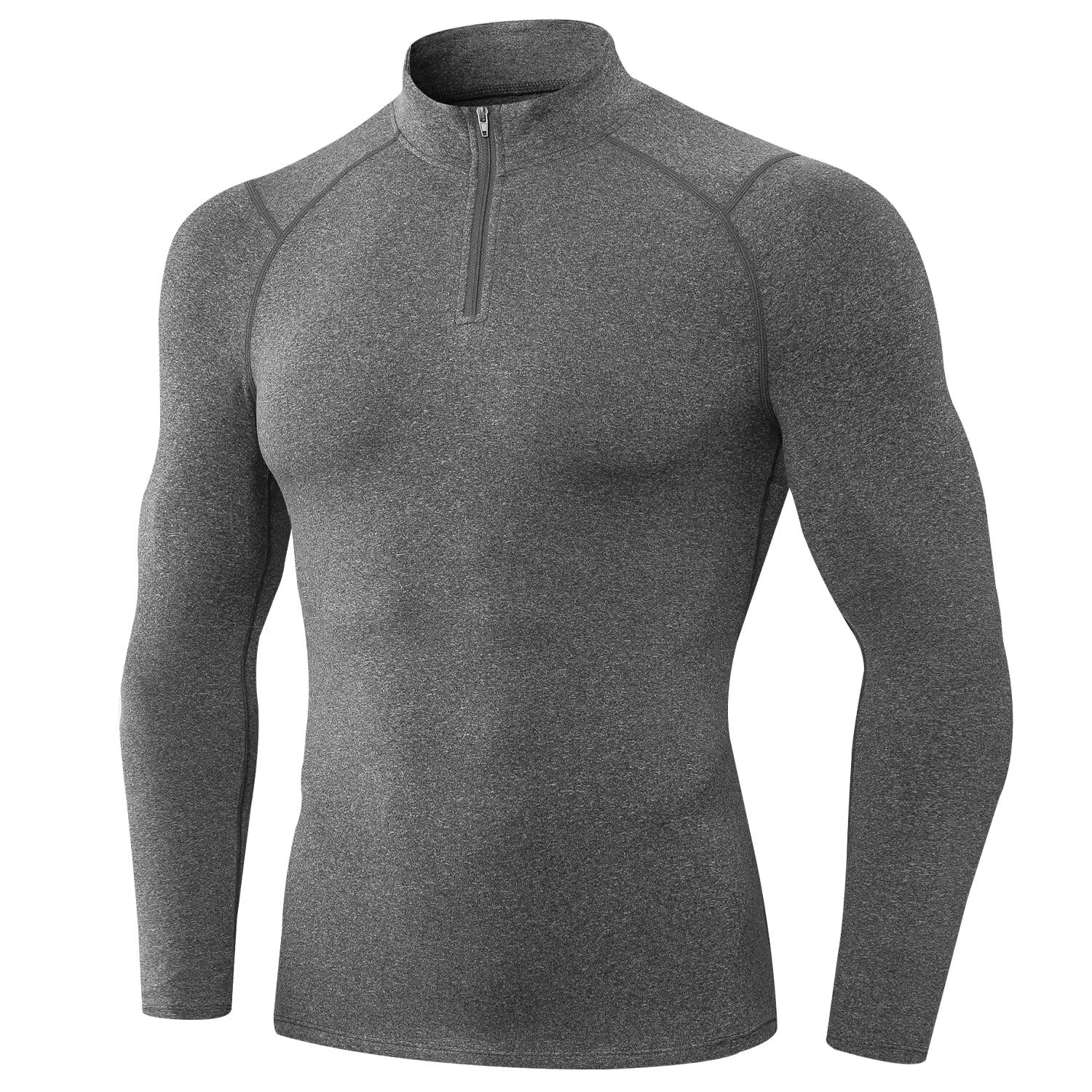 【送料無料】[Nesseo] スポーツインナー メンズ 冬 裏起毛 長袖 保温インナー アンダーシャツ コンプレッションウェア 着圧シャツ ハイネック パワーストレッチ ランニング 吸汗速乾 11517-lgr-2XL