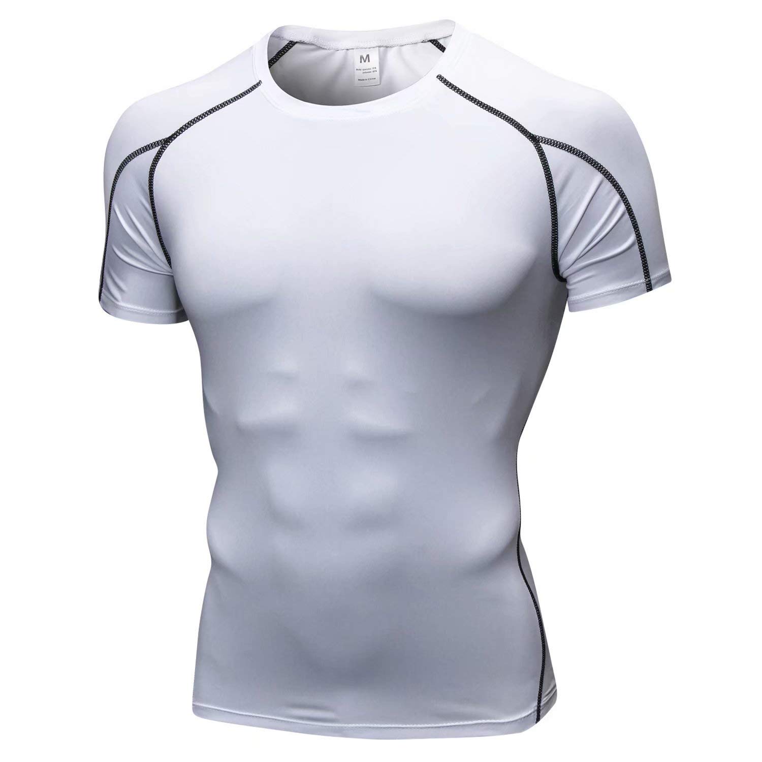 【送料無料】[Nesseo] コンプレッション ウェア メンズ 半袖 アンダー シャツ パワーストレッチ スポーツ 【吸汗速乾・加圧保護】 ホワイト S 1053