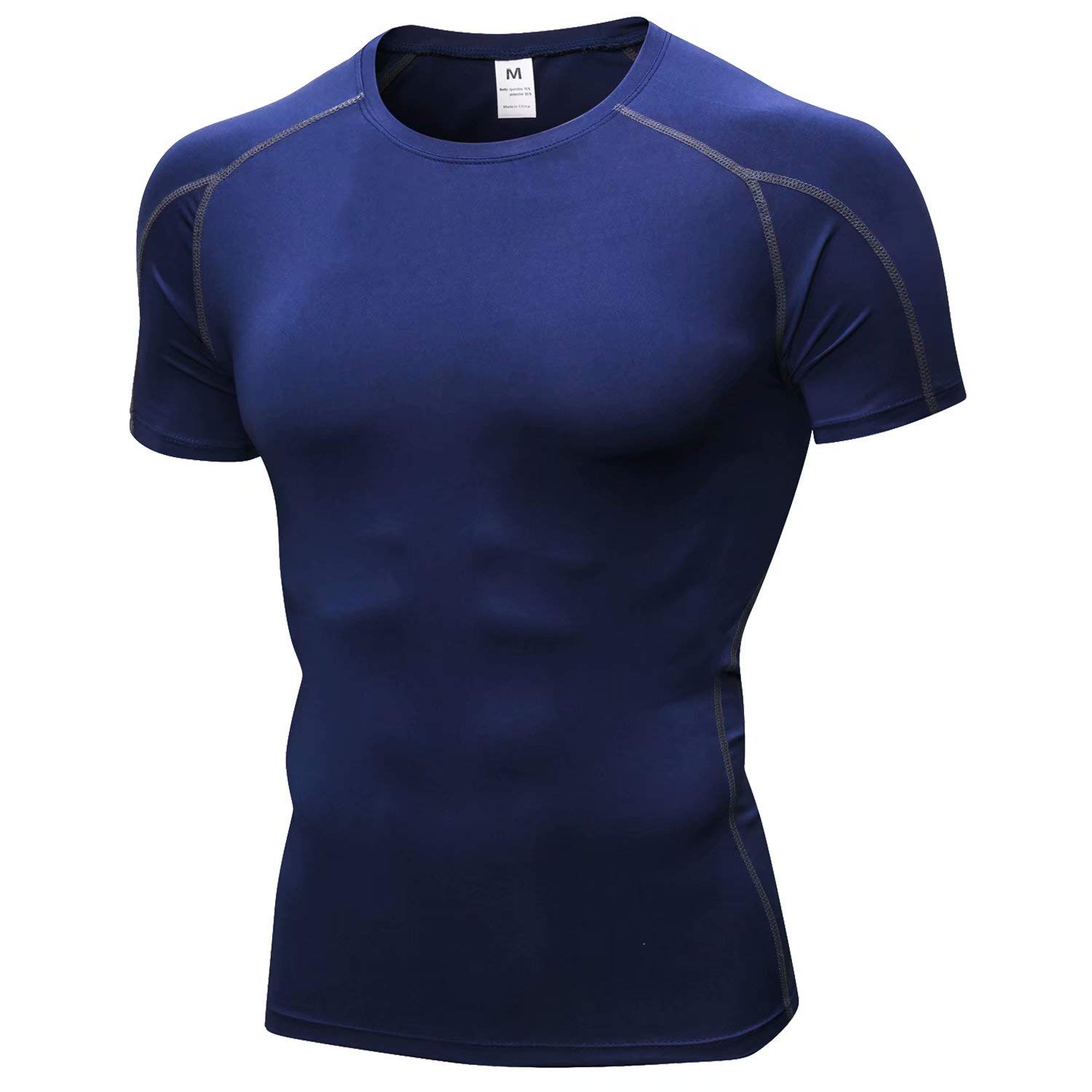 【送料無料】[Nesseo] コンプレッション ウェア メンズ 半袖 アンダー シャツ パワーストレッチ スポーツ 【吸汗速乾・加圧保護】 ネイビー XL 1053