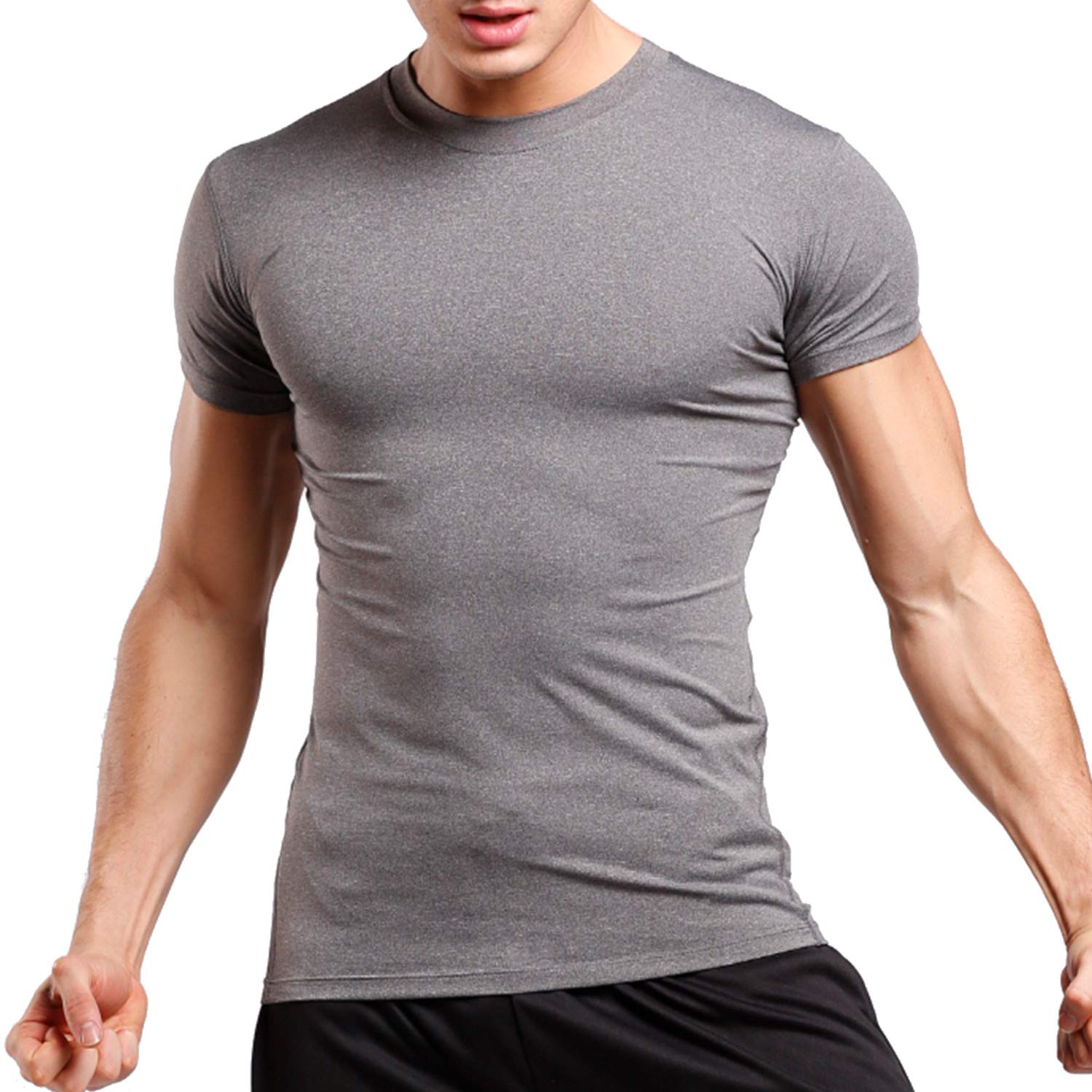 【送料無料】[Nesseo] コンプレッション ウェア メンズ 半袖 アンダー シャツ パワーストレッチ スポーツ 【吸汗速乾・加圧保護】 グレー L 321