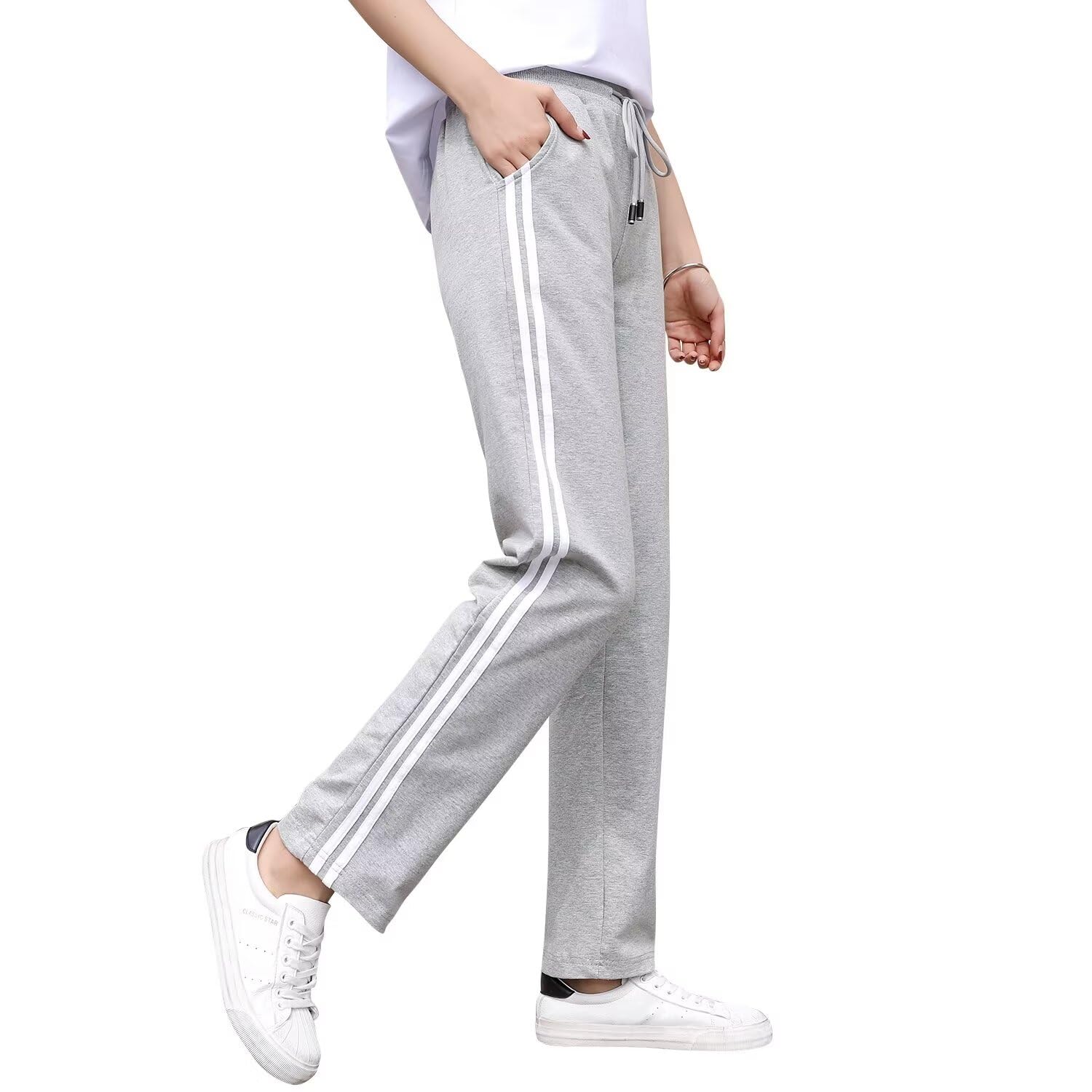 【送料無料】[Nesseo] ジャージ レディース 下 ストレートパンツ サイドライン スウェットパンツ ジョ..